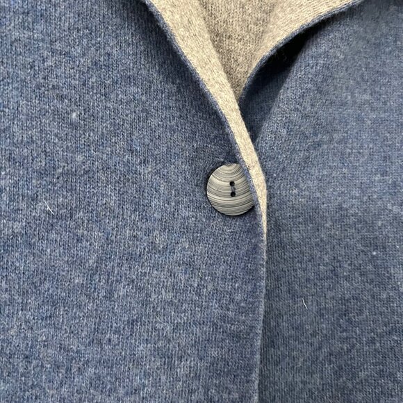 A.Ida Blue Colorblock Made in Italy Wool One Button Long Cardigan Womens Small - Picture 2 of 6